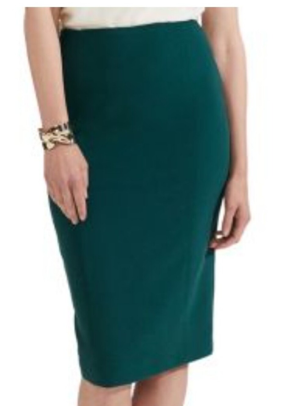E Chic Teal Midi Pencil Stretch  Skirt Forrest Size Small NWT